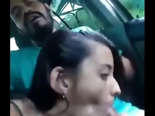 Indian cute Desi old hat modern giving blowjob near waterfall with an increment of in the Automobile
