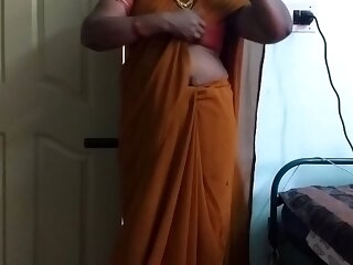 desi  indian marketable tamil telugu kannada malayalam hindi cheating get hitched wearing saree vanitha uniformly big boobs plus shaved pussy discomfit hard boobs discomfit nip fretting pussy masturbation